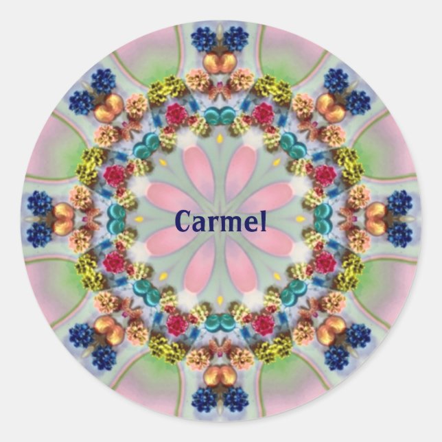 CARMEL ~ WOW PRETTY 3D! Pastel Shades ~  Classic Round Sticker (Front)