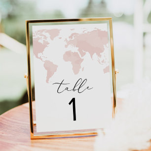 CARMEN Adventure Travel Pink Map Table Number Card