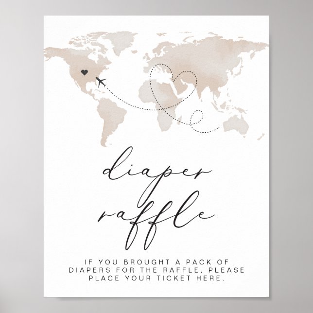 CARMEN Beige Map Adventure Baby Diaper Raffle Poster (Front)