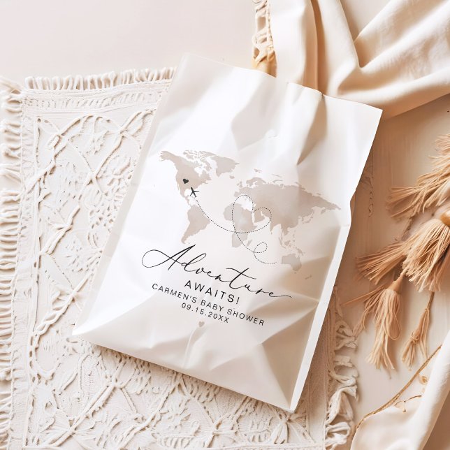 CARMEN Beige Map Adventure Baby Shower Favour Bag (Creator Uploaded)