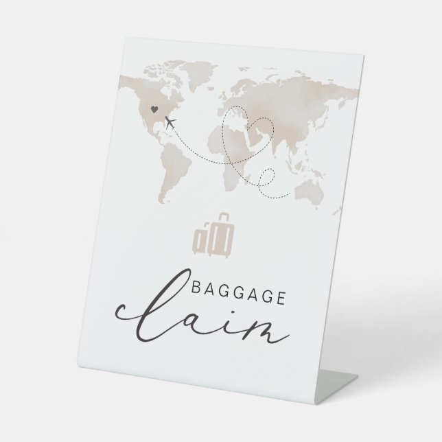 CARMEN Beige Travel Themed Baggage Claim Pedestal Sign (Front)