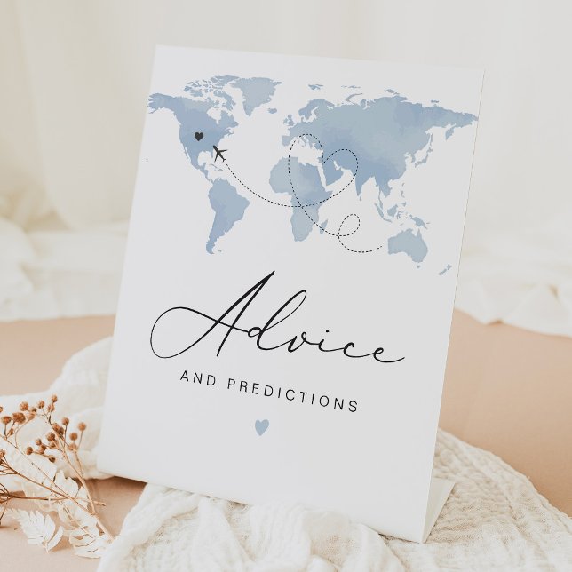 CARMEN Blue Travel Themed Guest Check In Pedestal Sign (Creator Uploaded)