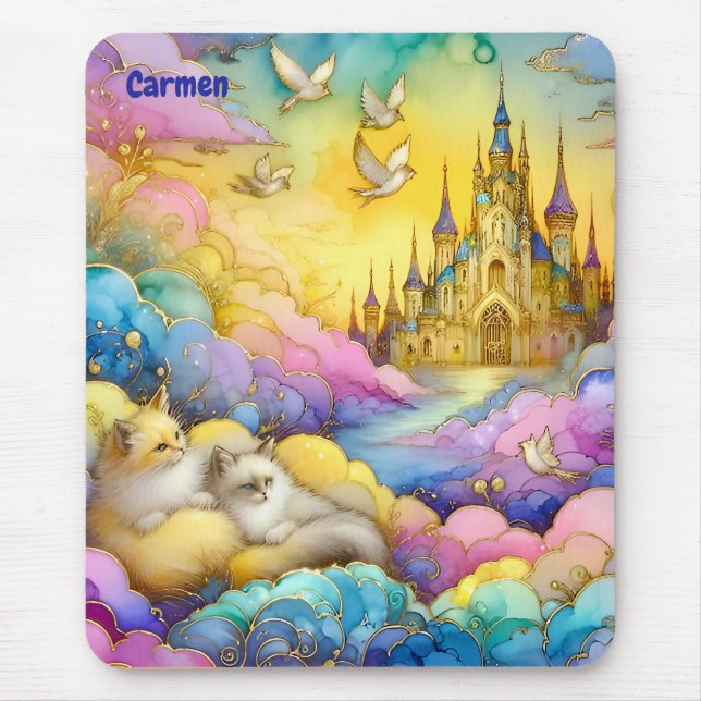CARMEN ~Crystal Castle Clouds Kittens ~ Mousepad (Front)