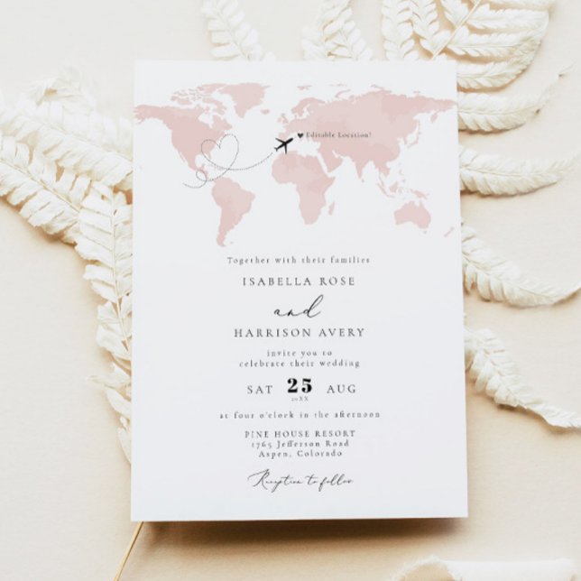 CARMEN Destination Blush Watercolor Map Wedding Invitation (Creator Uploaded)
