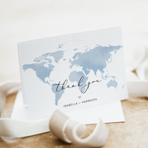 CARMEN Destination Travel Adventure Blue Map  Thank You Card