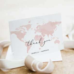 CARMEN Destination Travel Adventure Pink Map  Thank You Card