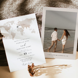 CARMEN Destination Watercolor Map Travel Wedding Invitation