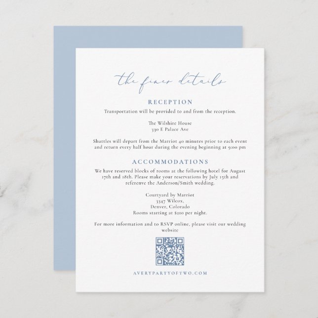CARMEN Dusty Blue Wedding The Finer Details Card (Front/Back)