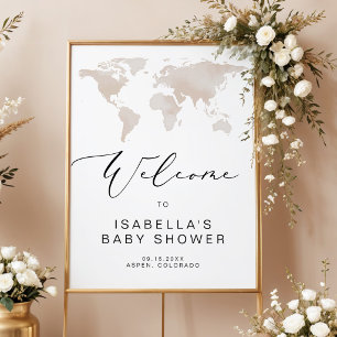 CARMEN Map Travel Adventure Baby Shower Welcome Poster