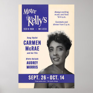 Carmen McRae jazz poster - Mister Kelly's