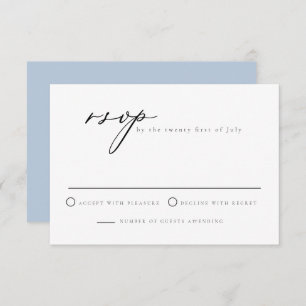 CARMEN Minimalist Script Dusty Blue RSVP Card