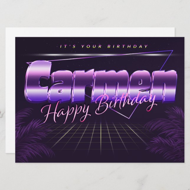 Carmen Name First Name pura retro card Birthday (Front/Back)