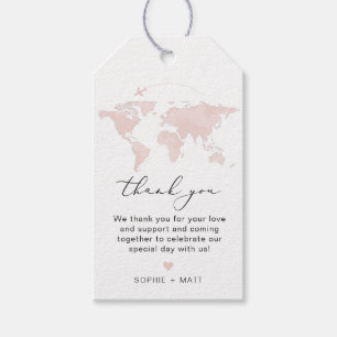 CARMEN Pink Map Travel Adventure Thank You Favour Gift Tags