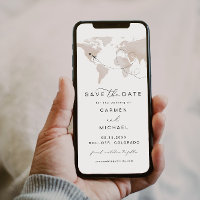 CARMEN Travel Destination Cream Map Save the Date