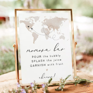 CARMEN Travel Themed Baby Shower Momosa Bar Sign