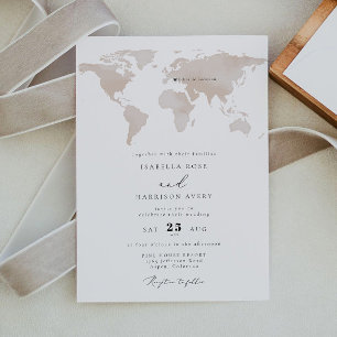 Carmen - Watercolor Map Travel Adventure Wedding Invitation