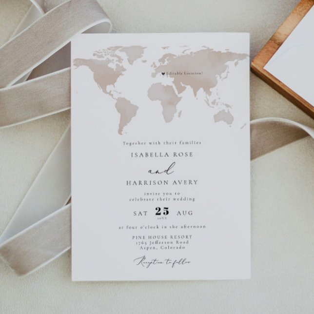 Carmen - Watercolor Map Travel Adventure Wedding Invitation (Creator Uploaded)