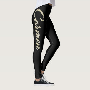 Carmen white gold Handwriting Hose Leggings