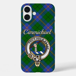 Carmichael Clan Badge & Tartan Personalised iPhone 16 Plus Case