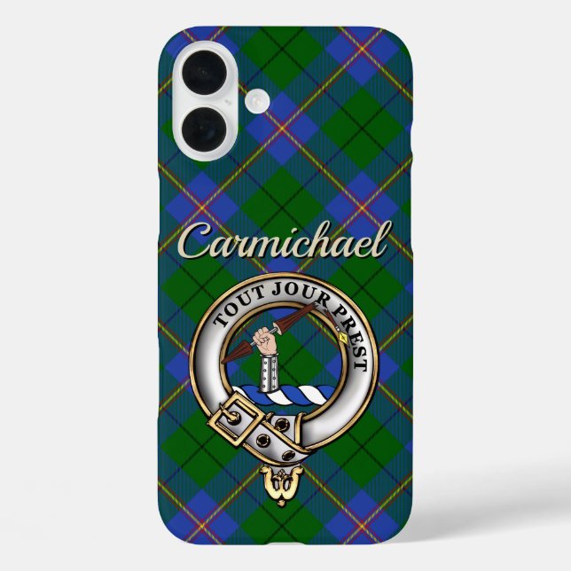 Carmichael Clan Badge & Tartan Personalised Case-Mate iPhone Case (Back)