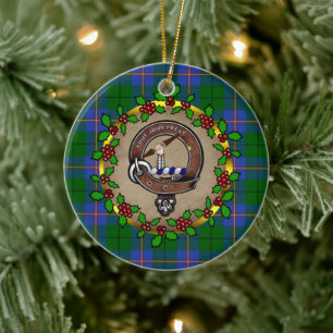 Carmichael Clan Badge & Tartan Personalised Xmas  Ceramic Ornament