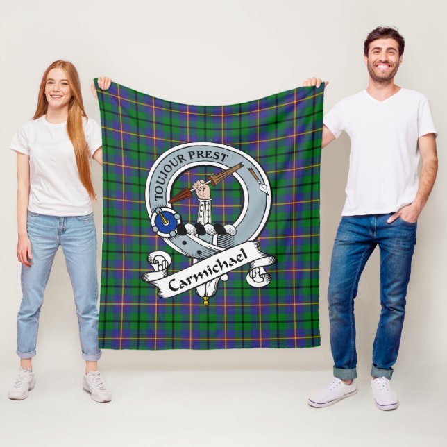 Carmichael Clan Badge Tartan Plaid Fleece Blanket (In Situ)