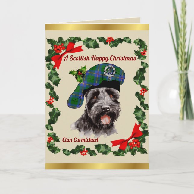 Carmichael Scottie Dog Personalised Xmas Card (Front)