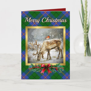 Carmichael Stag & Robin Tartan Personalised  Holiday Card