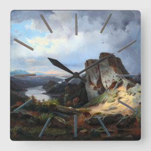Carmiencke - Western Landscape Bear Square Wall Clock