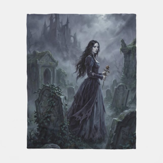Carmilla Wandering the Styrian Mist Fleece Blanket (Front)