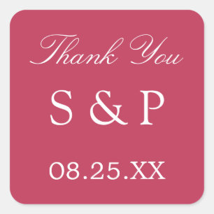 Carmine Magenta Wedding Favour Thank You Sticker