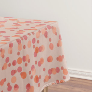 Carmine Pink and Sunrise Orange Polka Dots Tablecloth