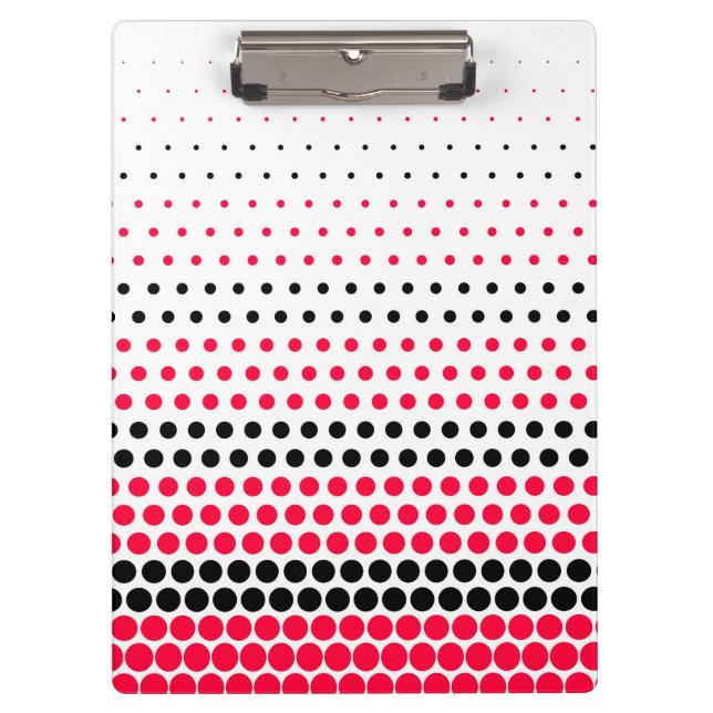 Carmine Red and Black Polka Dot Clipboard (Front)