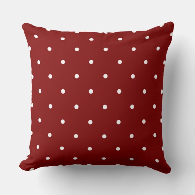 Carmine Red and white dots Cushion (Front)
