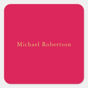 Carmine Red Gold Colors Professional Trendy Modern Square Sticker