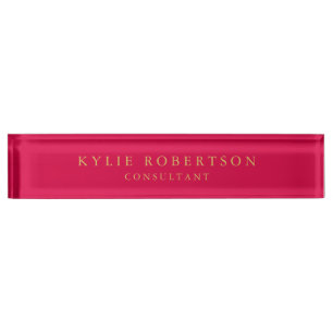 Carmine Red Gold Colours Professional Trendy Moder Nameplate