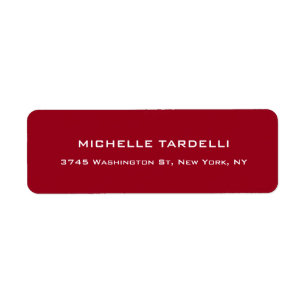 Carmine Red Plain Elegant Modern Trendy Minimalist Return Address Label