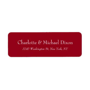 Carmine Red Stylish Elegant Family Name Return Address Label