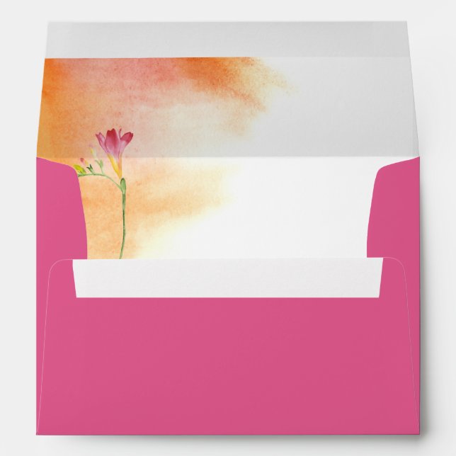 Carmine Rose Watercolor Freesia Envelope (Back (Bottom))