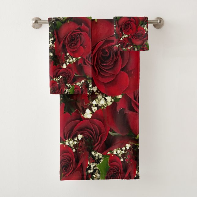Carmine Roses Bath Towel Set (Insitu)