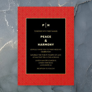 Carnaby Confetti Gold Red Black Wedding Foil Invit