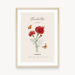 Carnation Birth Month Flower Poster
