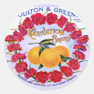 Carnation Brand Oranges ~ Vintage Fruit Crate Classic Round Sticker