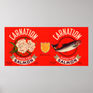Carnation Brand Salmon Label- Seattle, WA Poster