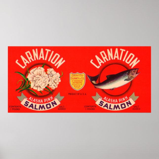 Carnation Brand Salmon Label- Seattle, WA Poster (Front)
