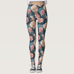 Carnation Flower Cardio Carnation Floral Moms Day Leggings