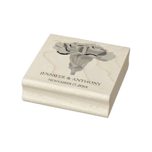 Carnation Flower Luxe Modern Floral Wedding Rubber Stamp