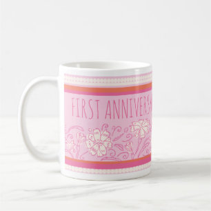 Carnation flower orange and pink 1st Anniversary Coffee Mug