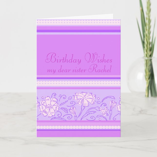 Carnation flower purple and pink birthday card (Front)