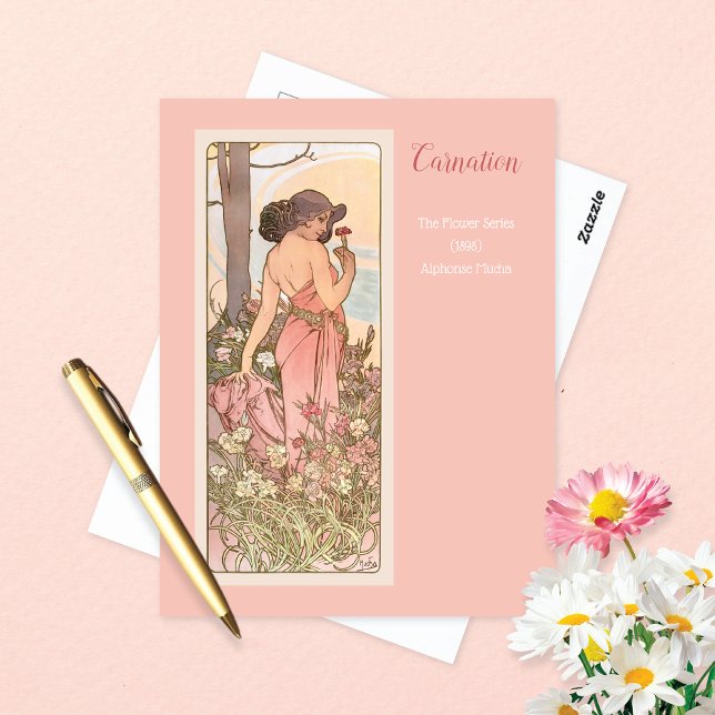 Carnation Flower Series Alphonse Mucha Postcard (Creator Uploaded)